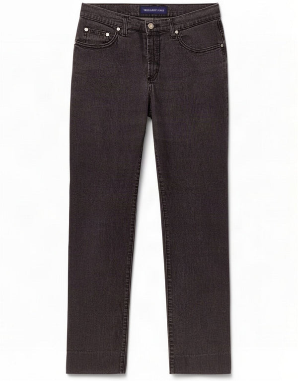 Trussardi Damen Straight Jeans UK 10 Small W27 L27 Graue Baumwolle