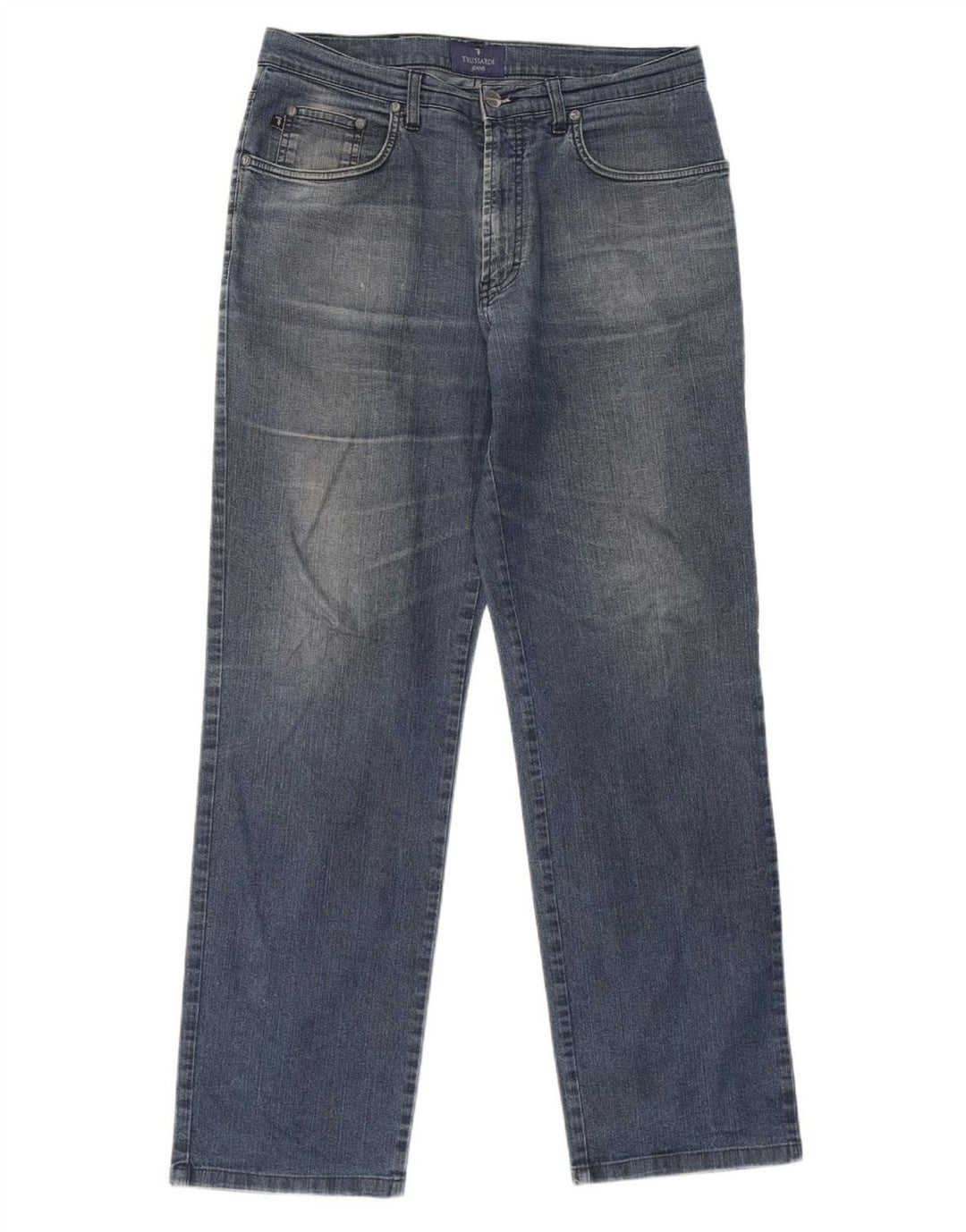 Trussardi Herren Straight Jeans W34 L30 Blaue Baumwolle