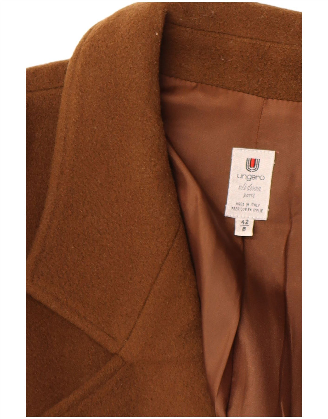 Ungaro Zweireihiger Damenmantel IT 42 Mittelbraune Schurwolle