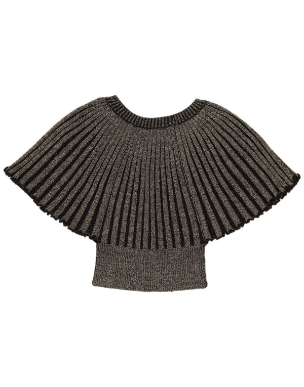Vintage Damen Crop Batwing Bluse Top UK 8 Small Gold meliert