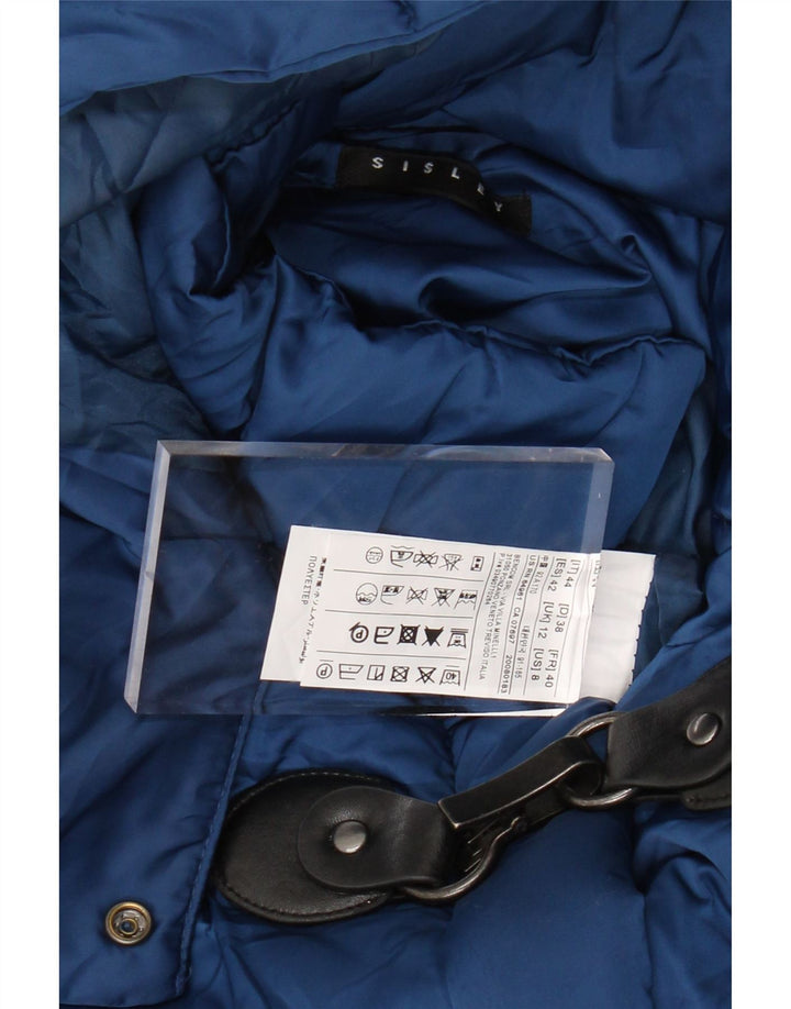 SISLEY Wattierte Damenjacke mit Kapuze, UK 12, Mittelblau, Polyester