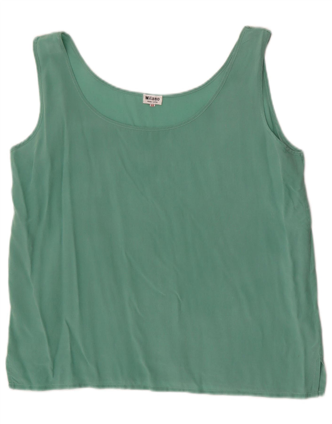 Vintage Damen Ärmelloses Blusentop IT 44 Mittelgrüne Seide