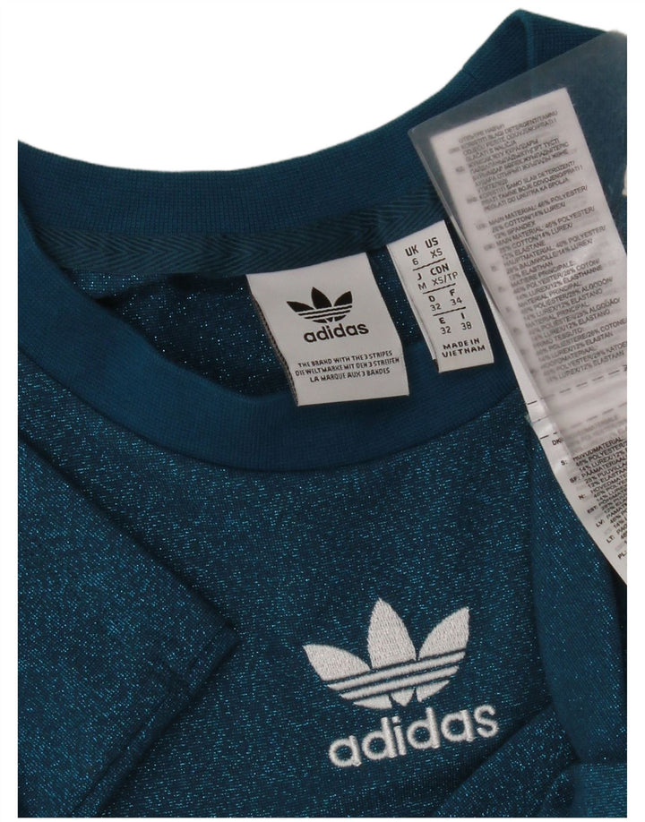 Adidas Damen T-Shirt Top UK 6 XS Blau Polyester