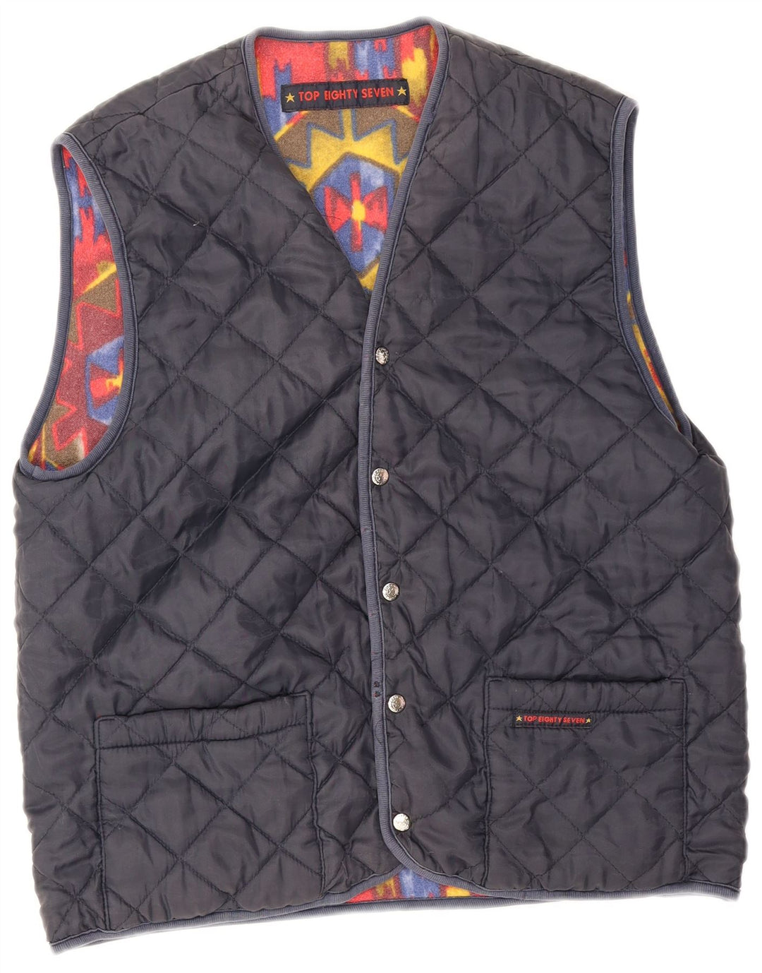 Vintage Herren Wendeweste UK 38 Mittelrot Geometrisch