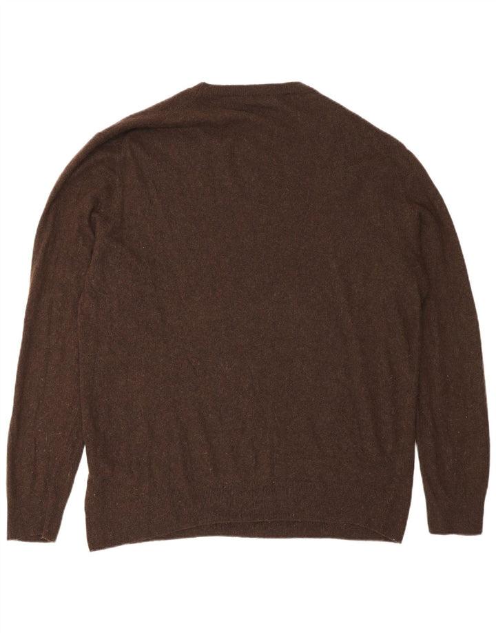 Zara Herren-Pullover mit Rundhalsausschnitt, groß, braune Viskose