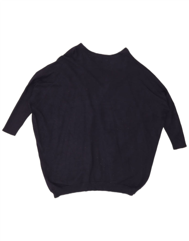Zara Damen-Strickjacke mit Fledermausärmeln, übergroß, Gr. 14, mittleres Marineblau