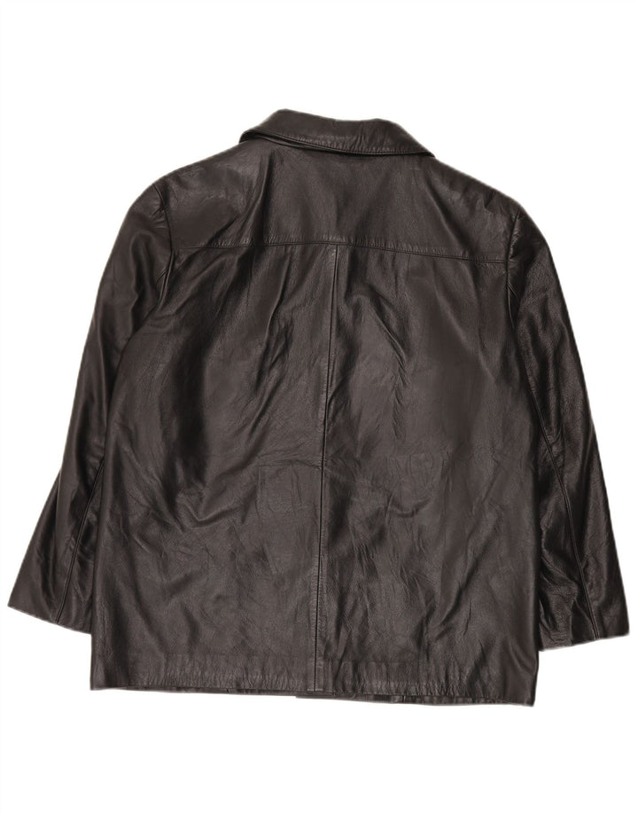 Vintage Damen Lederjacke EU 42 Groß Schwarz