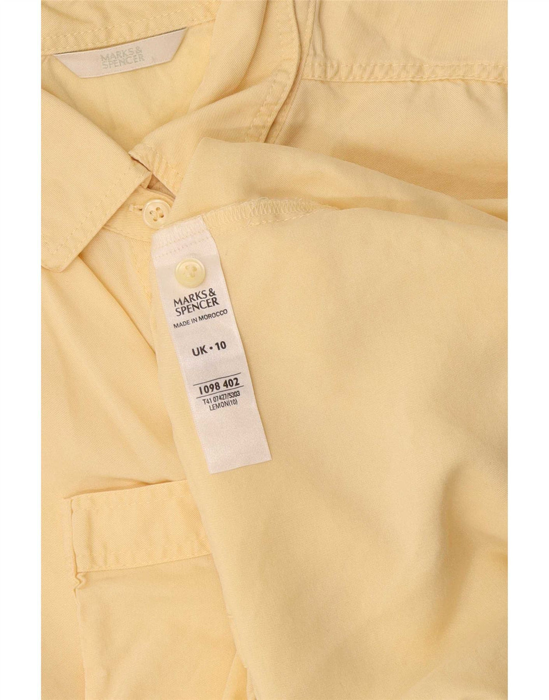 Marks & Spencer Damen Kurzarmhemd UK 10 Small Gelb Lyocell