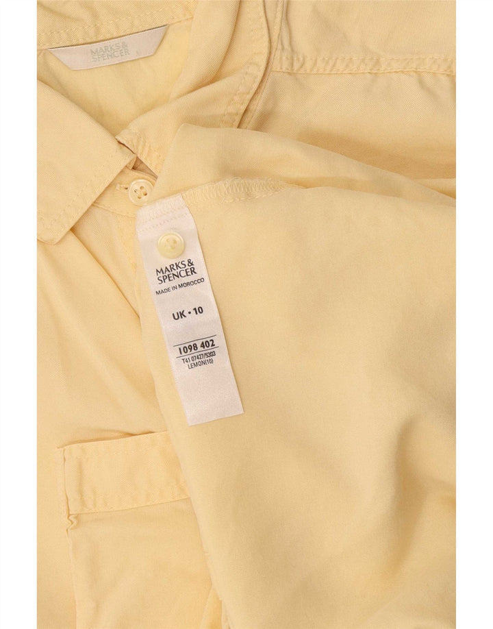 Marks & Spencer Damen Kurzarmhemd UK 10 Small Gelb Lyocell