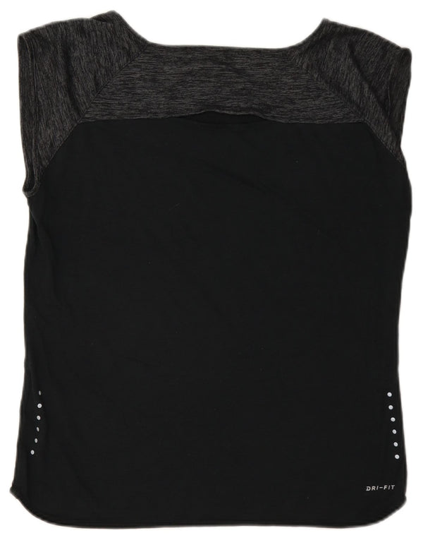Nike Damen Dri Fit T-Shirt Top UK 14 Medium Navy Blue Colourblock Wool