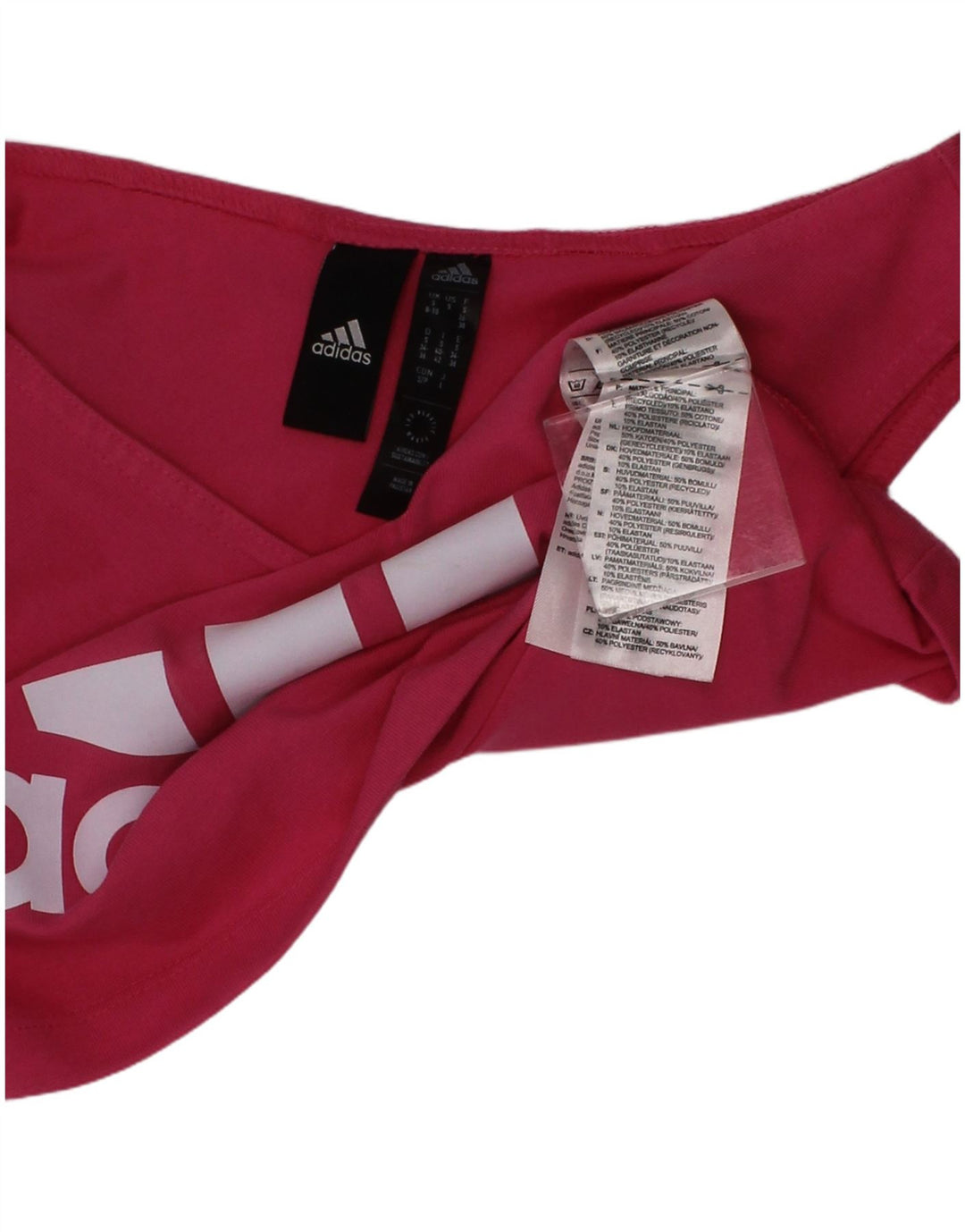 Adidas Damen Graphic One Shoulder Crop Top UK 8/10 Kleines rosa Baumwolllogo