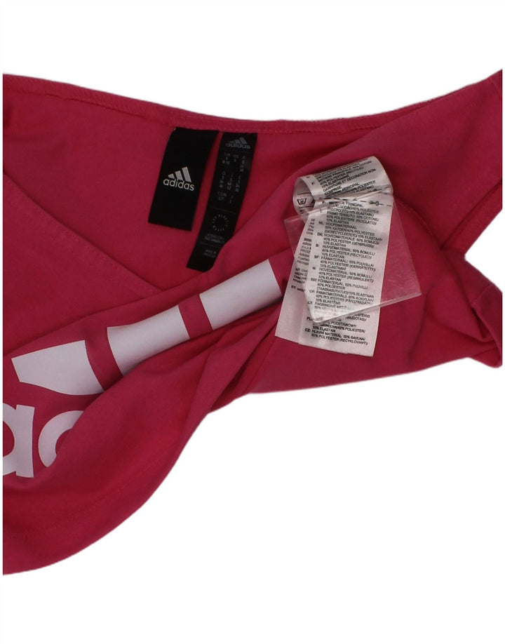 Adidas Damen Graphic One Shoulder Crop Top UK 8/10 Kleines rosa Baumwolllogo