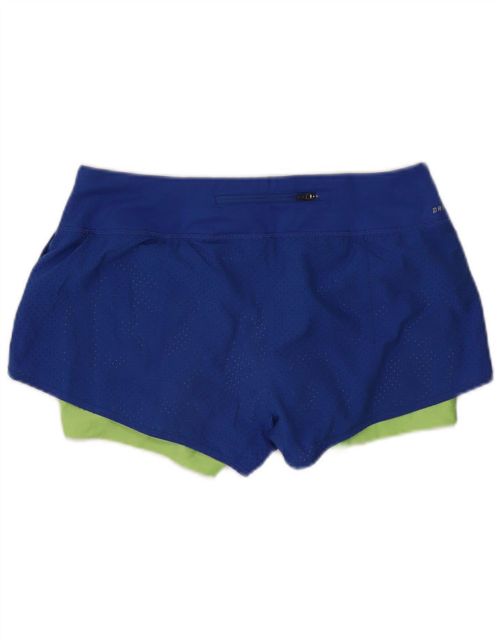 Nike Damen Dri Fit Sport Shorts UK 14 Mittelblaues Colourblock-Polyester