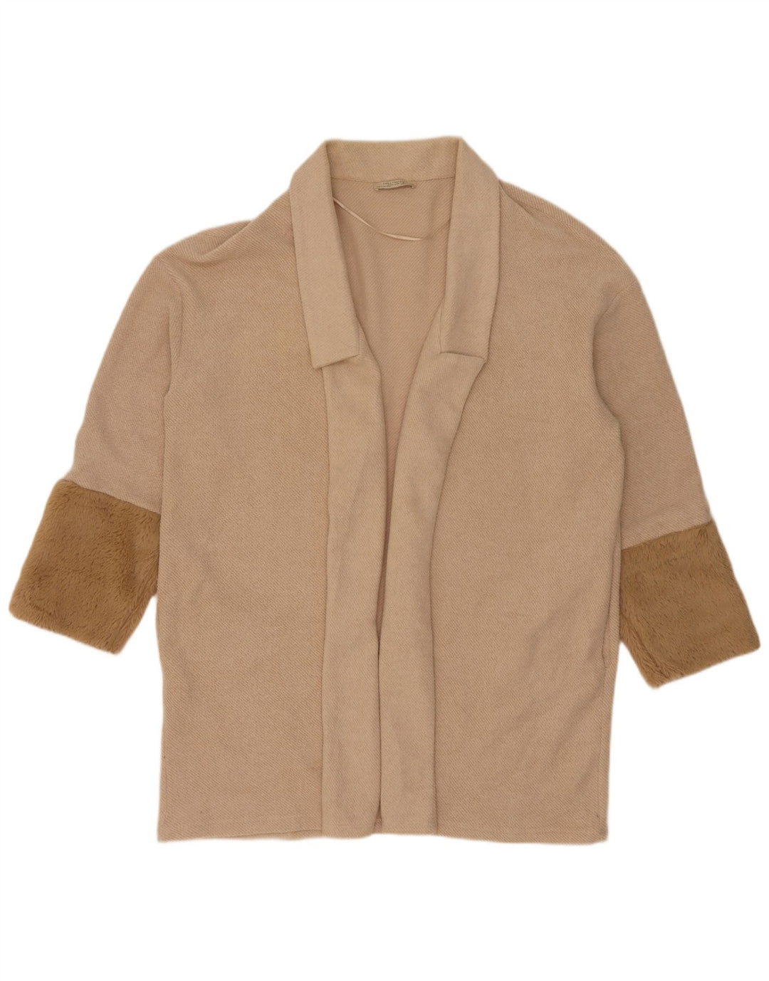 Zara Damen-Strickjacke, übergroß, lang, Gr. 14, Mittelbeige