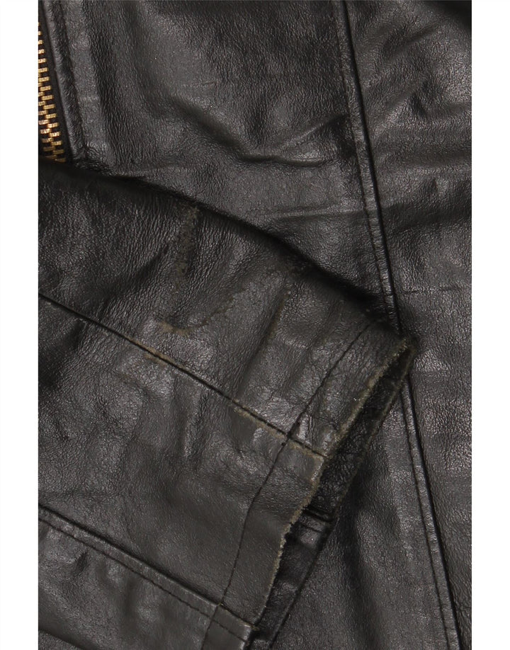 Vintage Damen Lederjacke UK 18 XL Schwarzes Leder