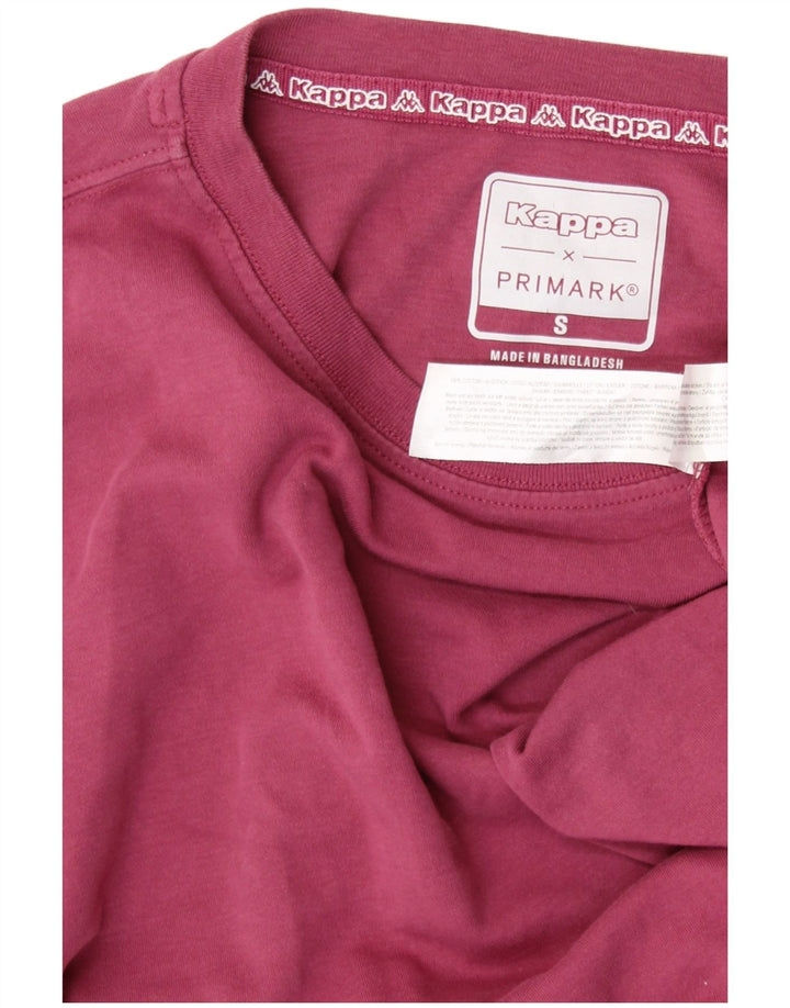 KAPPA Damen Crop Oversize Graphic T-Shirt Top UK 10 Small Burgunderrot