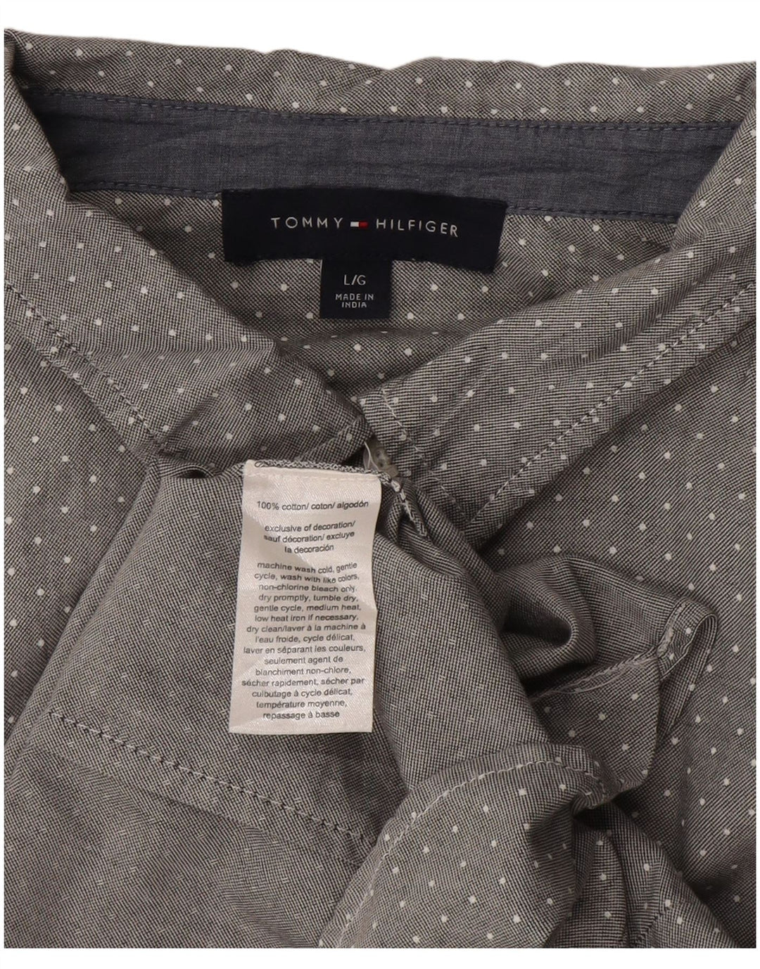 TOMMY HILFIGER Damen Hemd UK 16 Große grau gefleckte Baumwolle