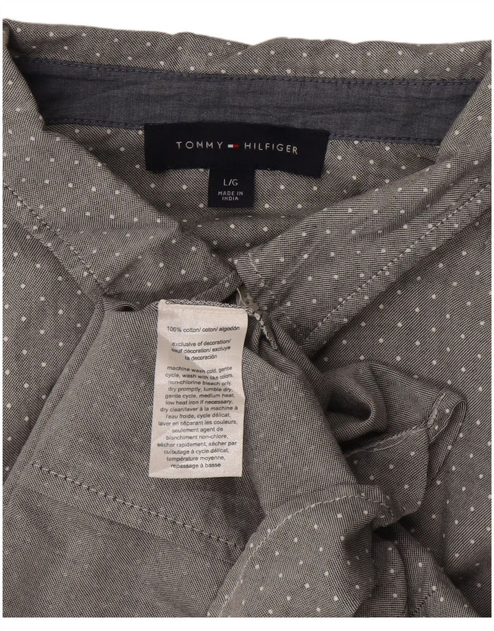 TOMMY HILFIGER Damen Hemd UK 16 Große grau gefleckte Baumwolle