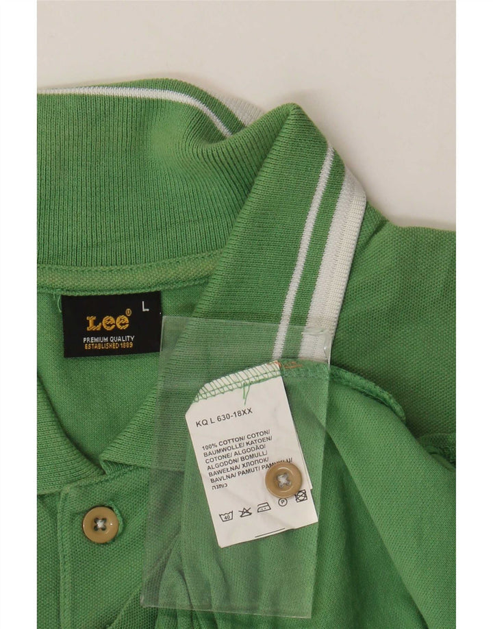 Lee Herren-Poloshirt, groß, grün gestreift, Baumwolle