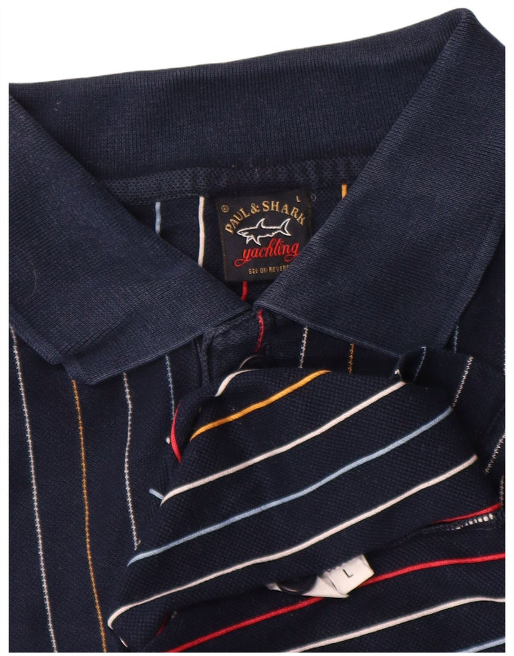 Paul & Shark Herren-Poloshirt, groß, Marineblau gestreift