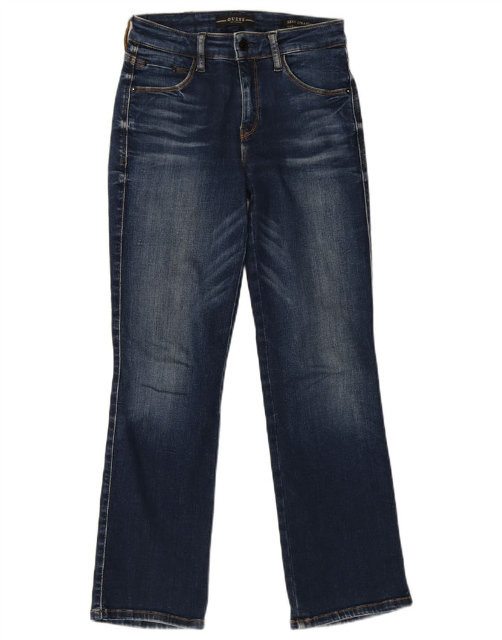 Guess Damen Curvy Straight Jeans W24 L26 Blaue Baumwolle