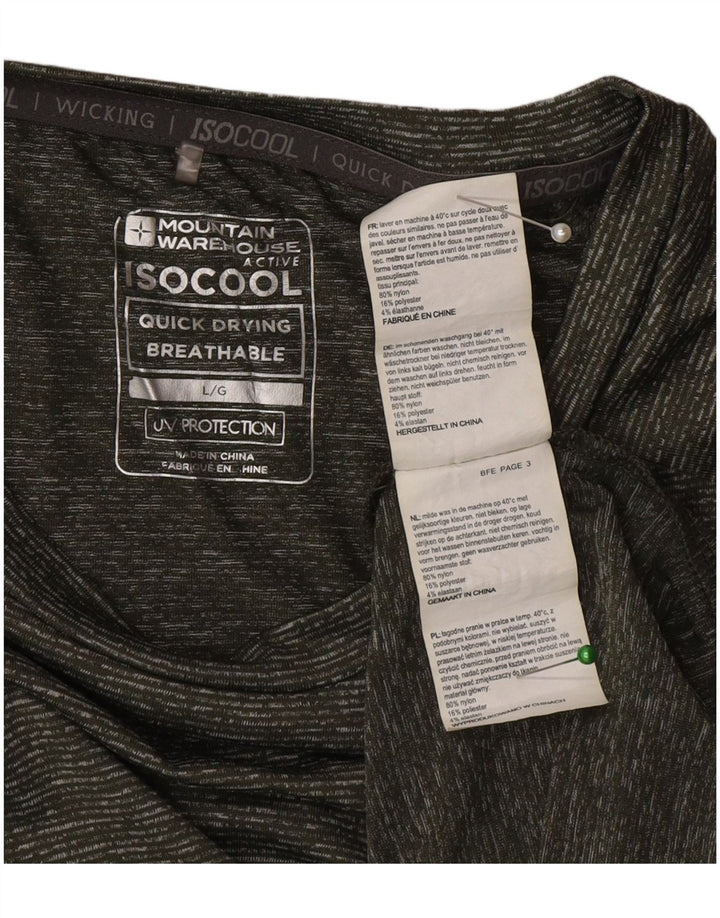 Mountain Warehouse Herren-T-Shirt-Oberteil, großes, khakifarbenes, gestreiftes Nylon