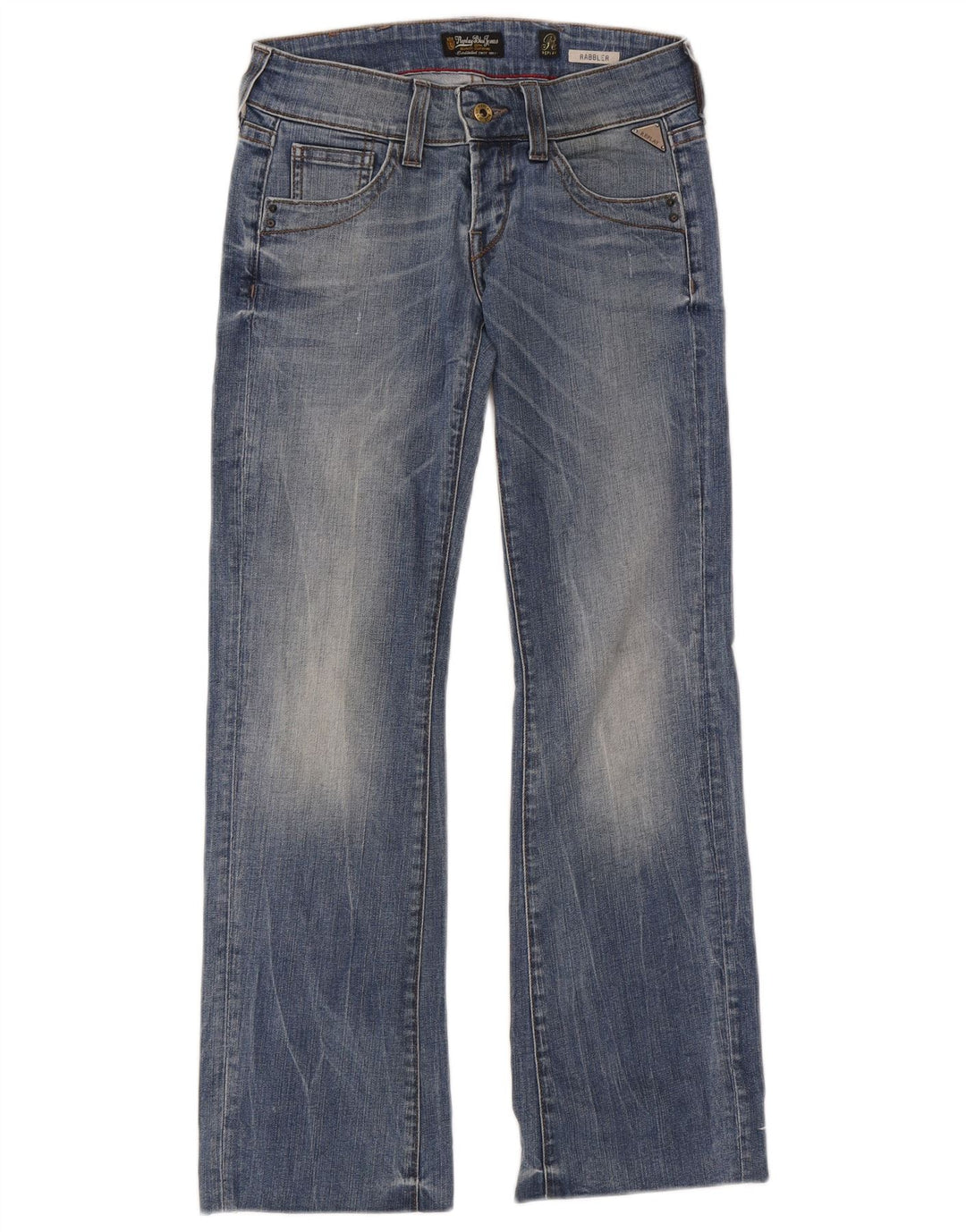 Replay Damen Rabbler Bootcut Jeans W25 L32 Blaue Baumwolle