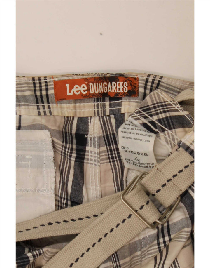 Lee Herren-Latzhose, Cargo-Shorts, W42, 2XL, beige karierte Baumwolle