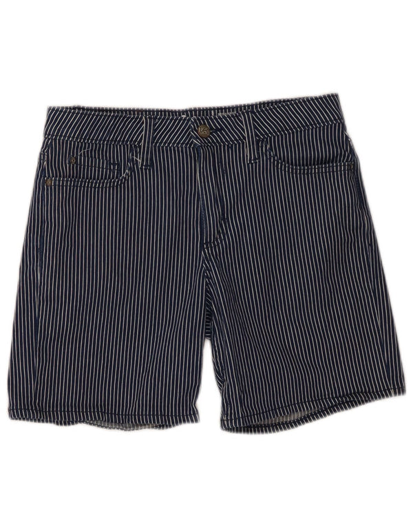 Lee Womens Mid Rise Casual Shorts W30 Medium Navy Blue Nadelstreifen