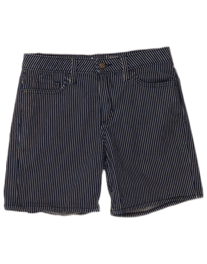 Lee Womens Mid Rise Casual Shorts W30 Medium Navy Blue Nadelstreifen