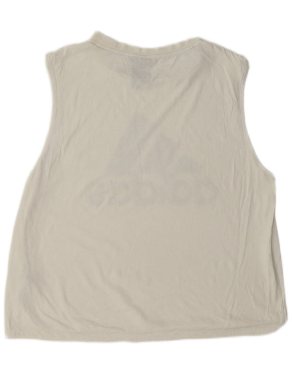 Adidas Damen Graphic Vest Top UK 16/18 Large Weiß Polyester Sport