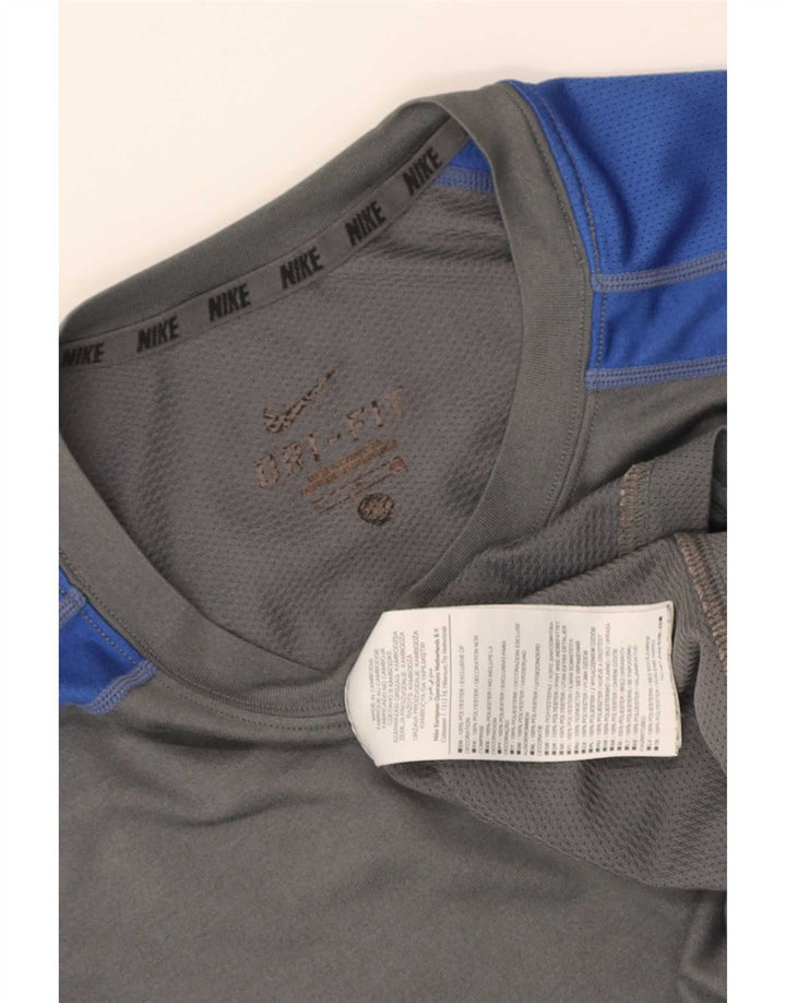 Nike Herren Dri Fit T-Shirt Top Small Graues Colourblock-Polyester