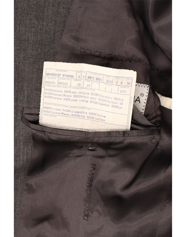 Dolce & Gabbana Herren-Blazerjacke mit 3 Knöpfen, IT 50, große graue Viskose