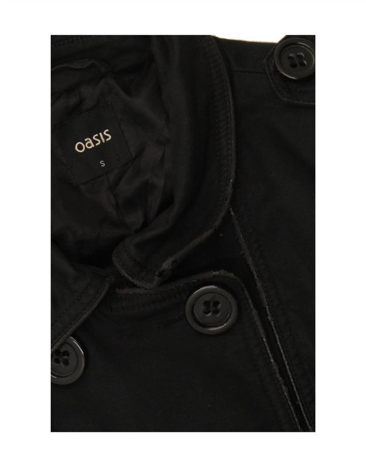 OASIS Womens Trench Coat UK 10 Small Black Cotton Vintage Oasis and Second-Hand Oasis from Messina Hembry 