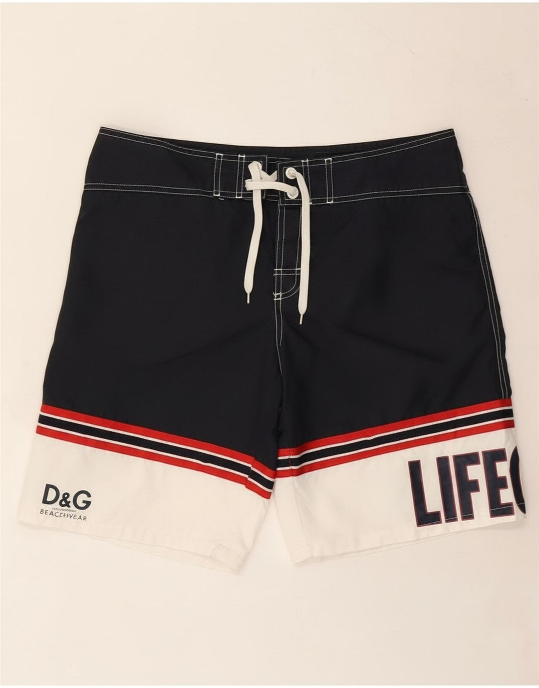 Dolce & Gabbana Herren-Badeshorts mit Grafik, groß, Marineblau, Farbblock