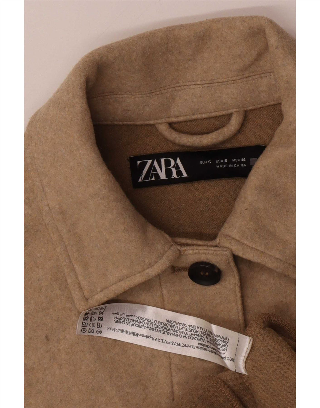 Zara Damen Shacket Übergroße Jacke UK 10 Small Braun Polyester