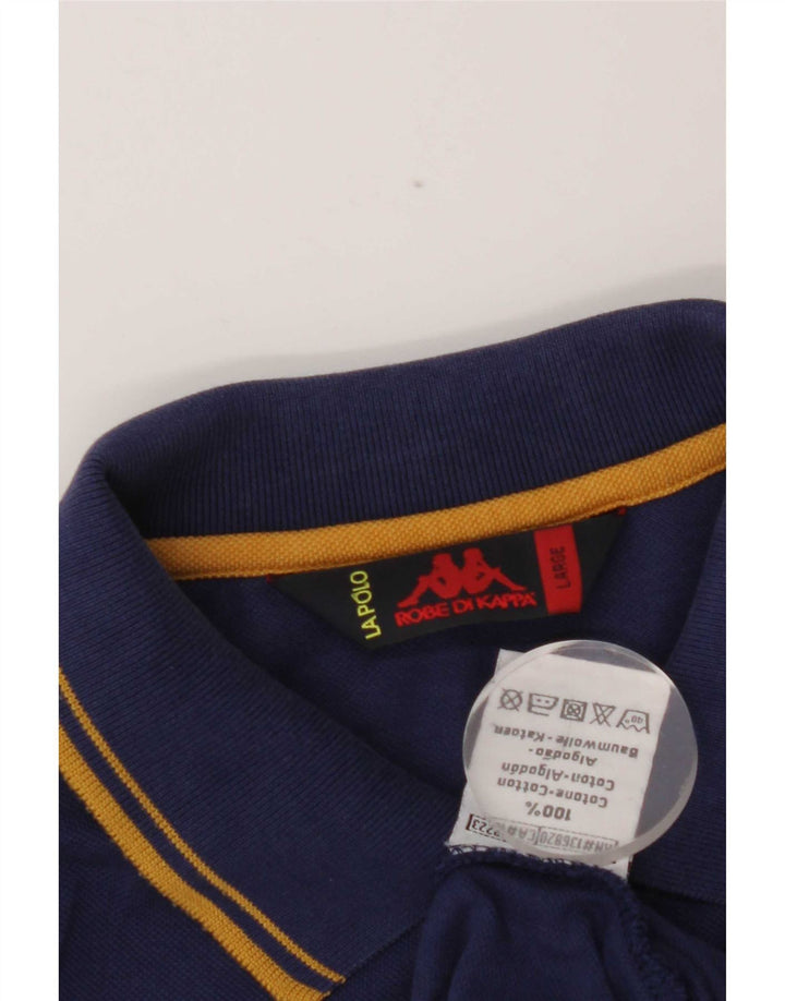 Kappa Herren-Poloshirt, groß, marineblau, gestreift, Baumwolle