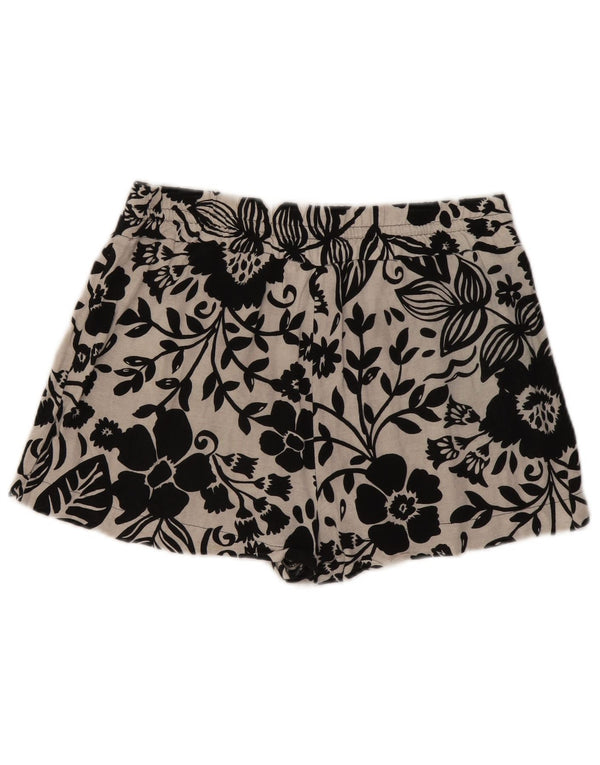 Zara Damen-Hotpants mit hoher Taille, Größe L, W30, Viskose mit weißem Blumenmuster