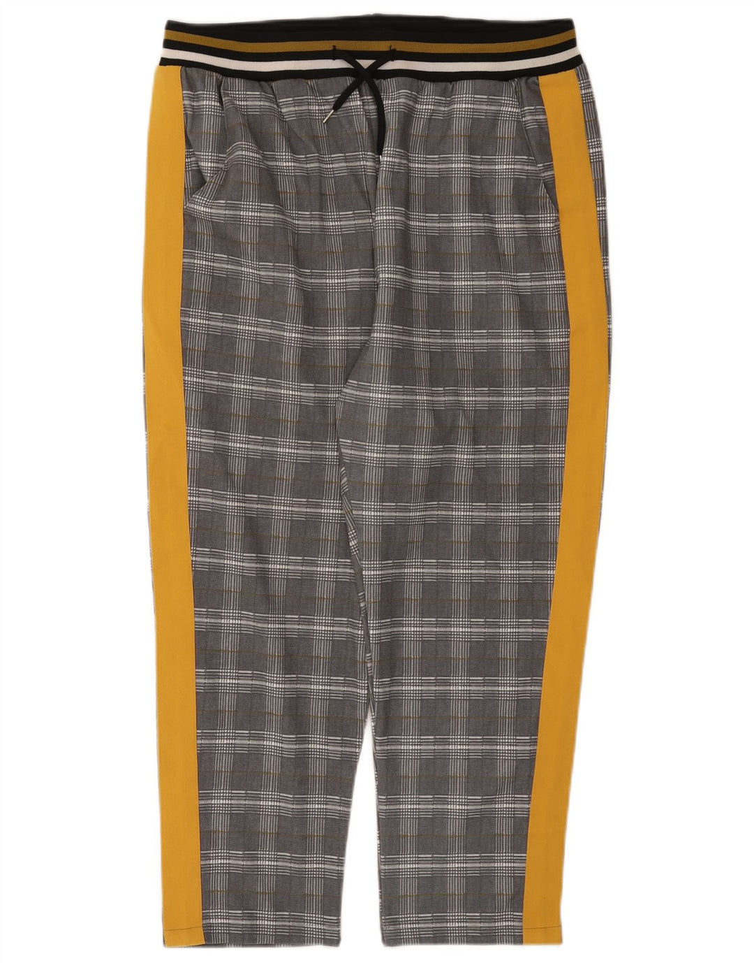 Zara Crop-Trainingshose für Damen, UK 14, groß, grau kariert, Polyester