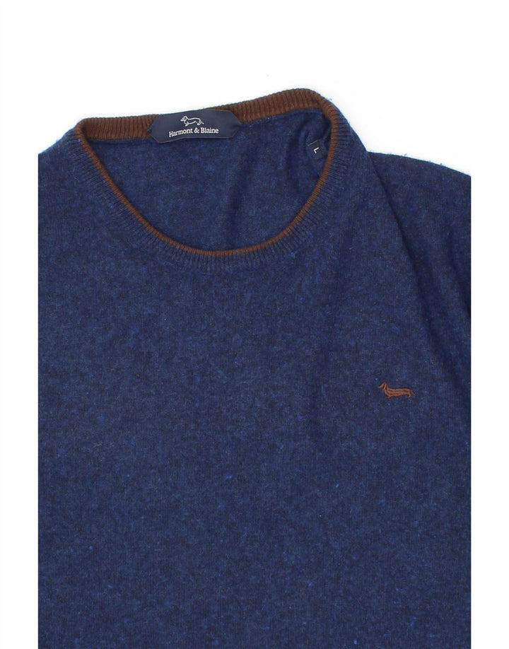 HARMONT & BLAINE Herren-Pullover mit Rundhalsausschnitt, groß, marineblaue Wolle