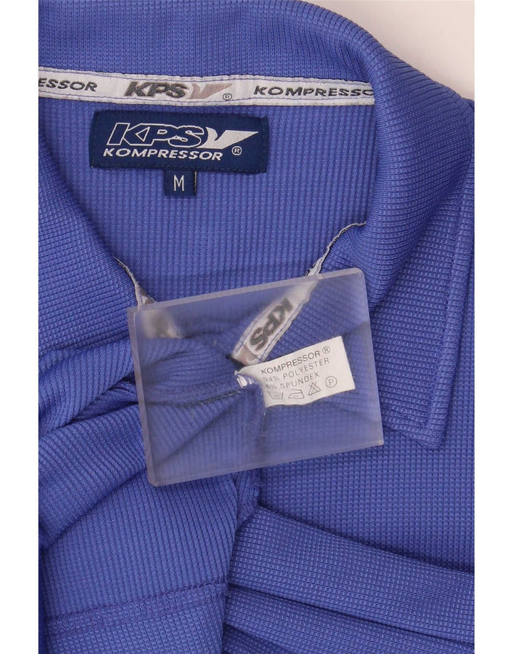 Vintage Herren Kurzarm-Militärhemd Mittelblaues Polyester