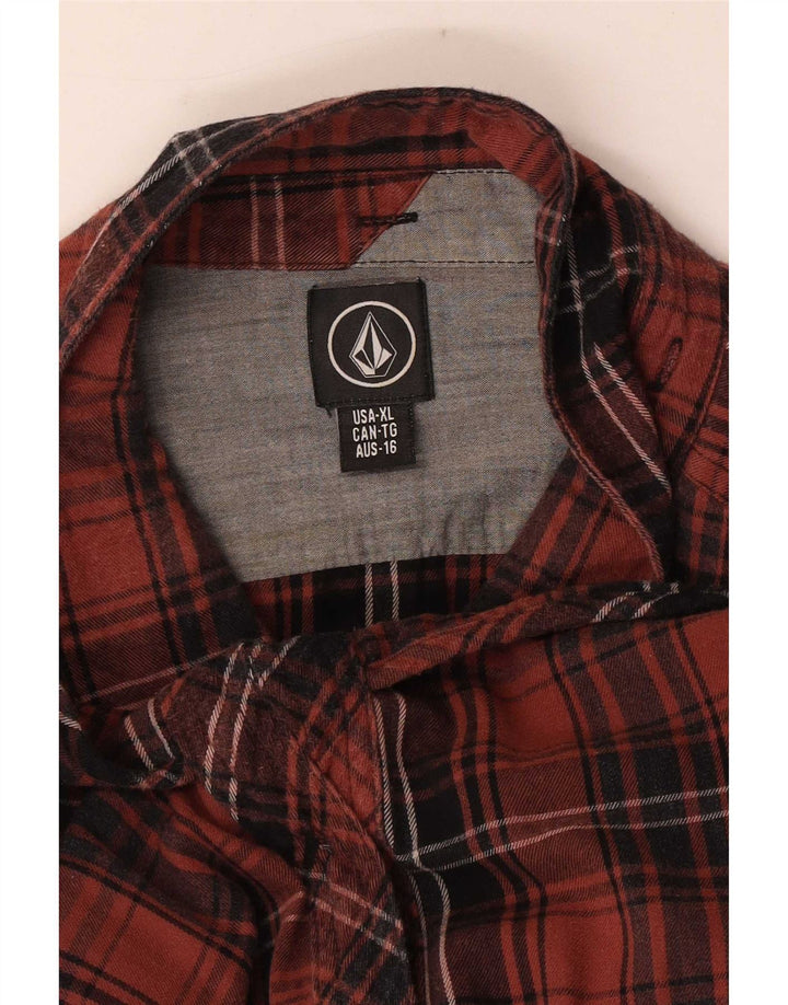 Volcom Herren Flanellhemd XL Orange kariert