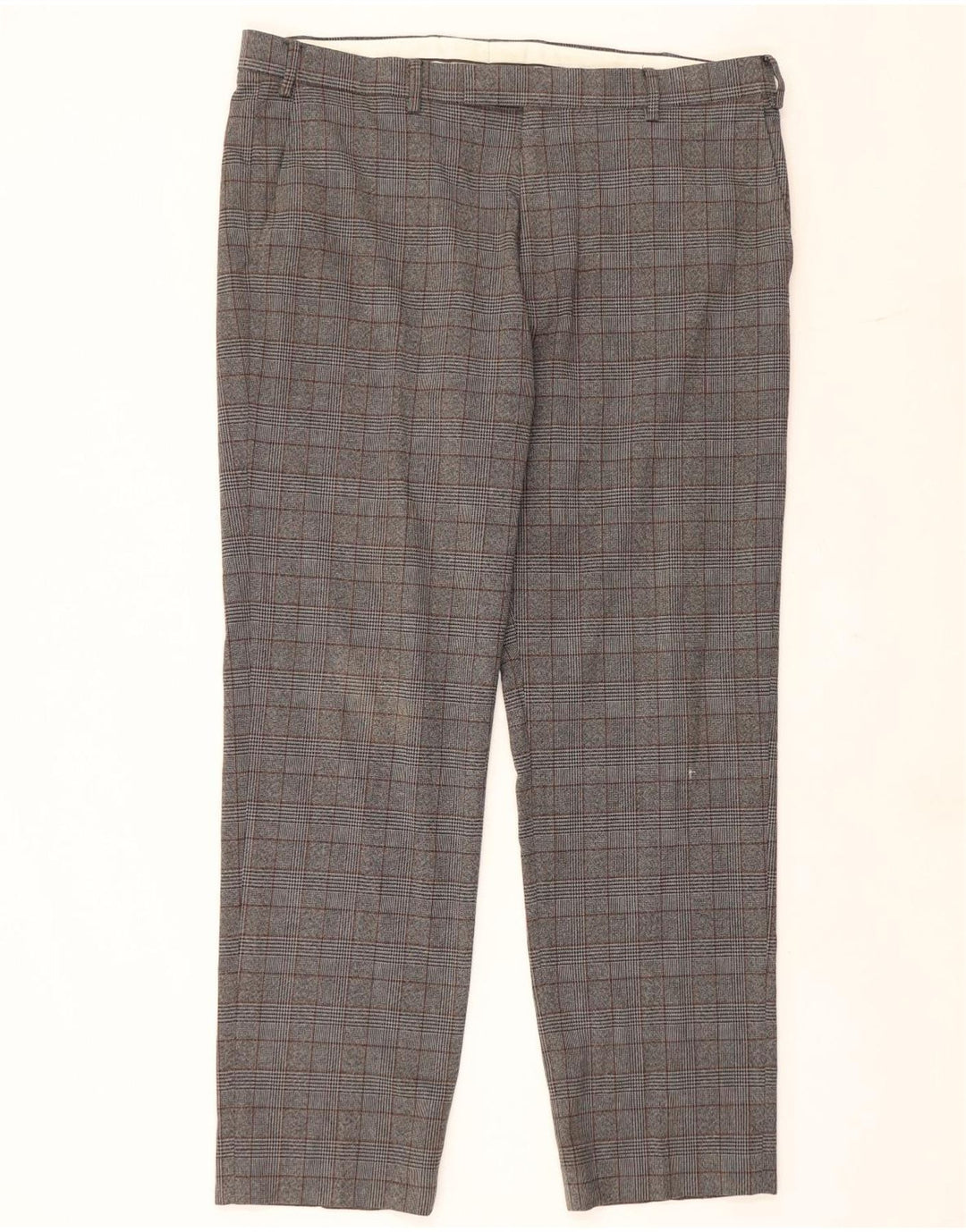 Marks & Spencer Herren-Anzughose mit normaler Passform, W38 L31, grau kariertes Polyester