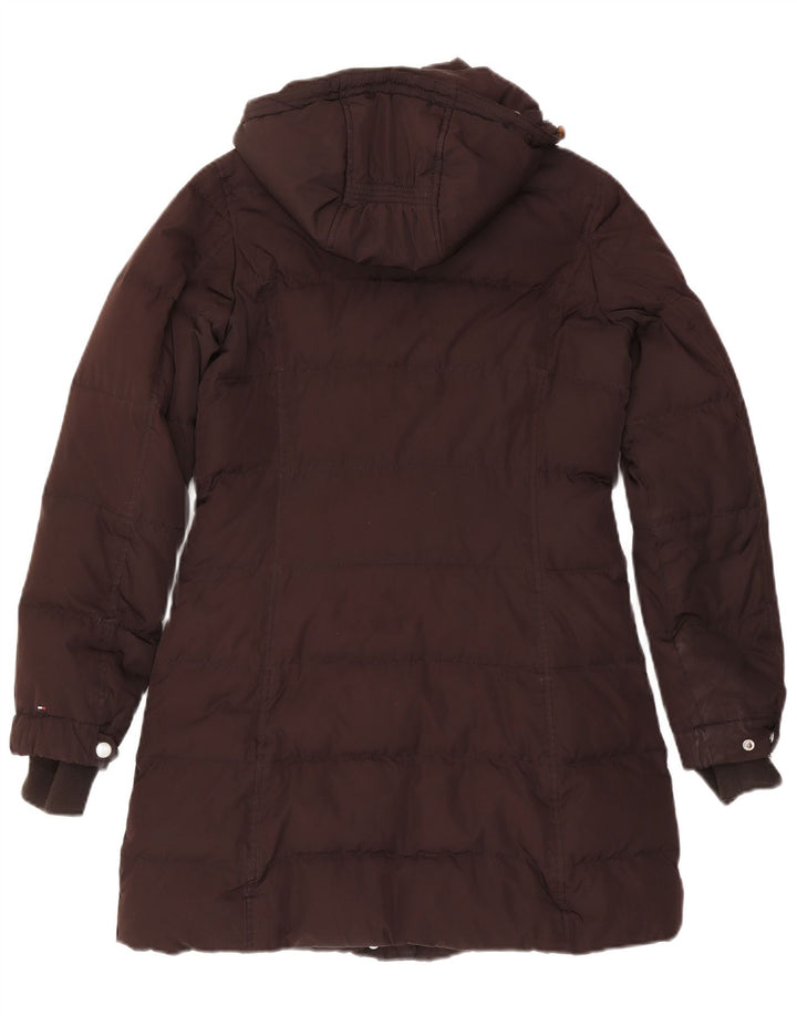 Tommy Hilfiger Wattierter Damenmantel mit Kapuze, UK 14, Mittelbraun, Polyester