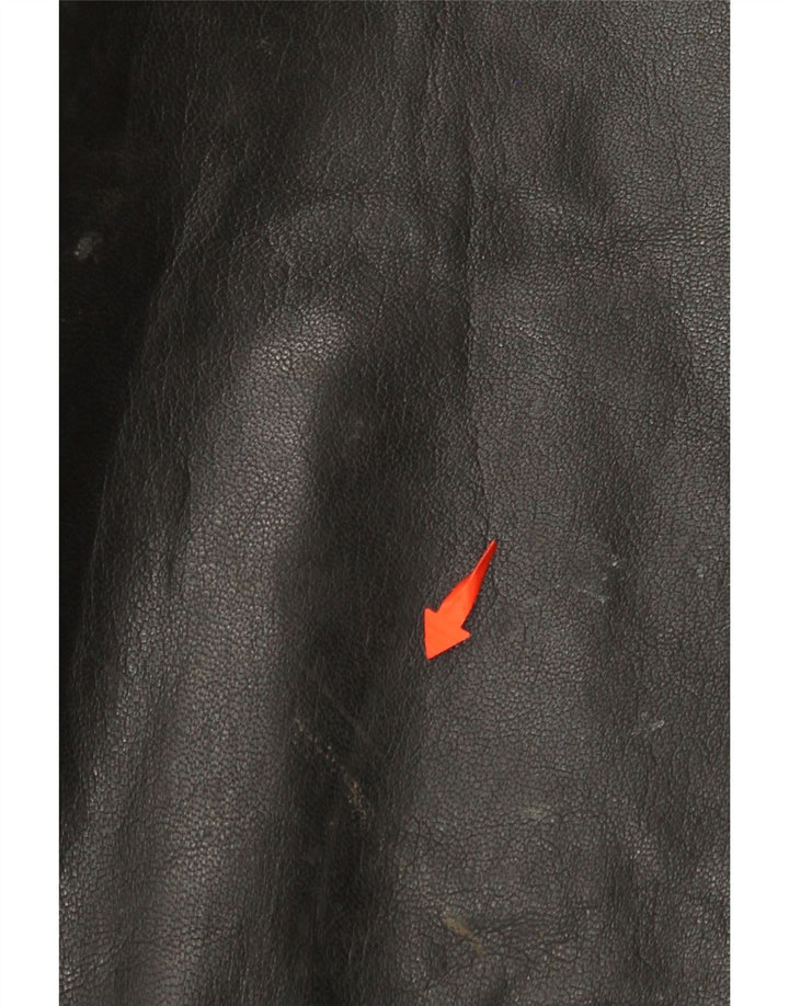 VINTAGE Gerade Herren-Lederhose W31 L30 Schwarz