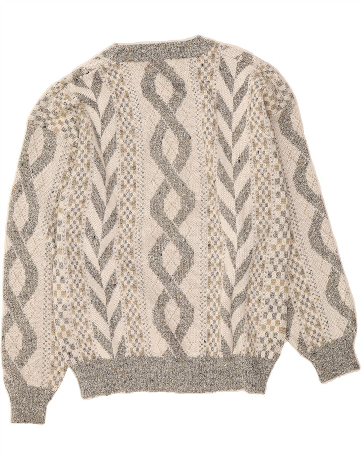 VINTAGE Mens Crew Neck Jumper Sweater IT 48/50 Medium Grey Geometric Vintage Vintage and Second-Hand Vintage from Messina Hembry 