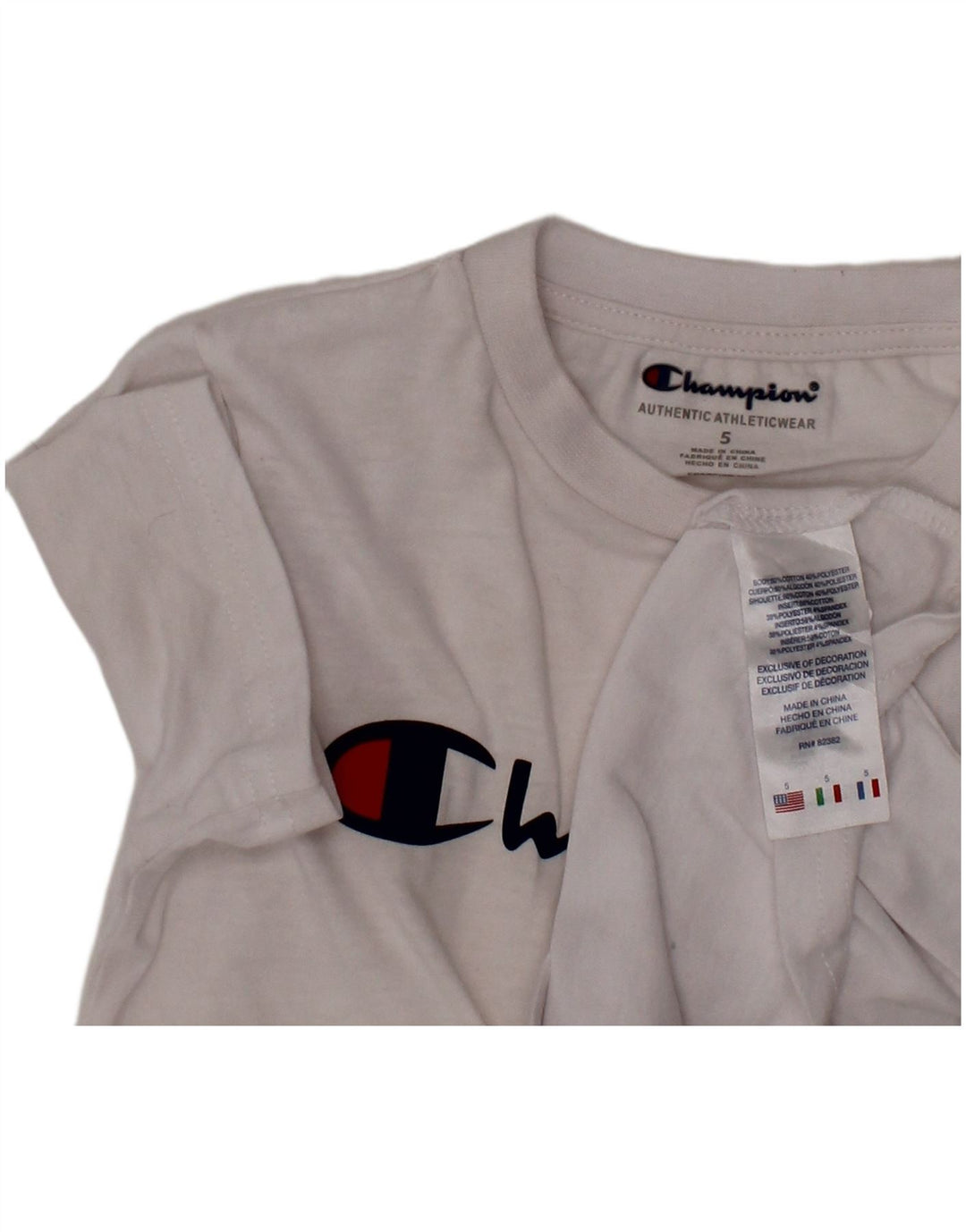 CHAMPION Jungen-T-Shirt mit Grafik, 4–5 Jahre, weiße Baumwolle