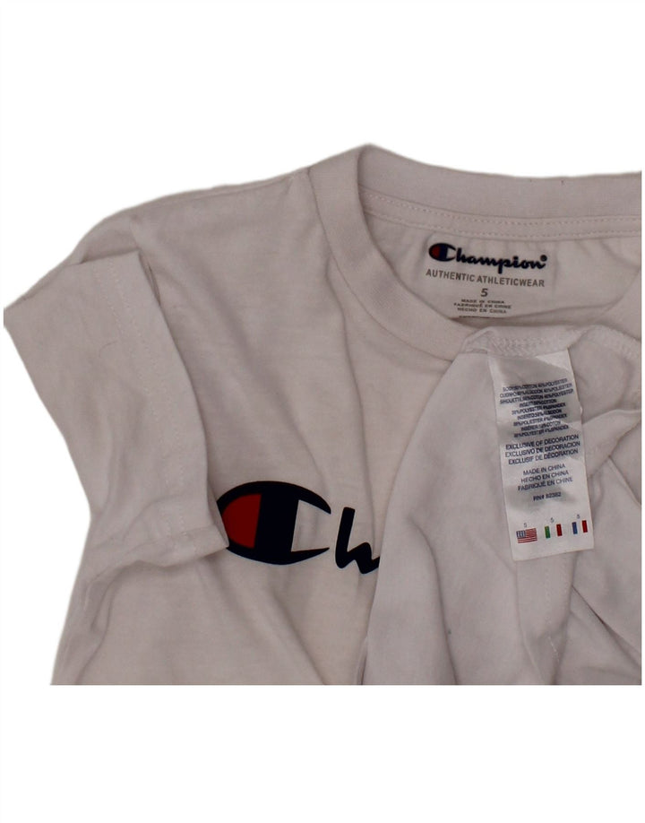 CHAMPION Jungen-T-Shirt mit Grafik, 4–5 Jahre, weiße Baumwolle
