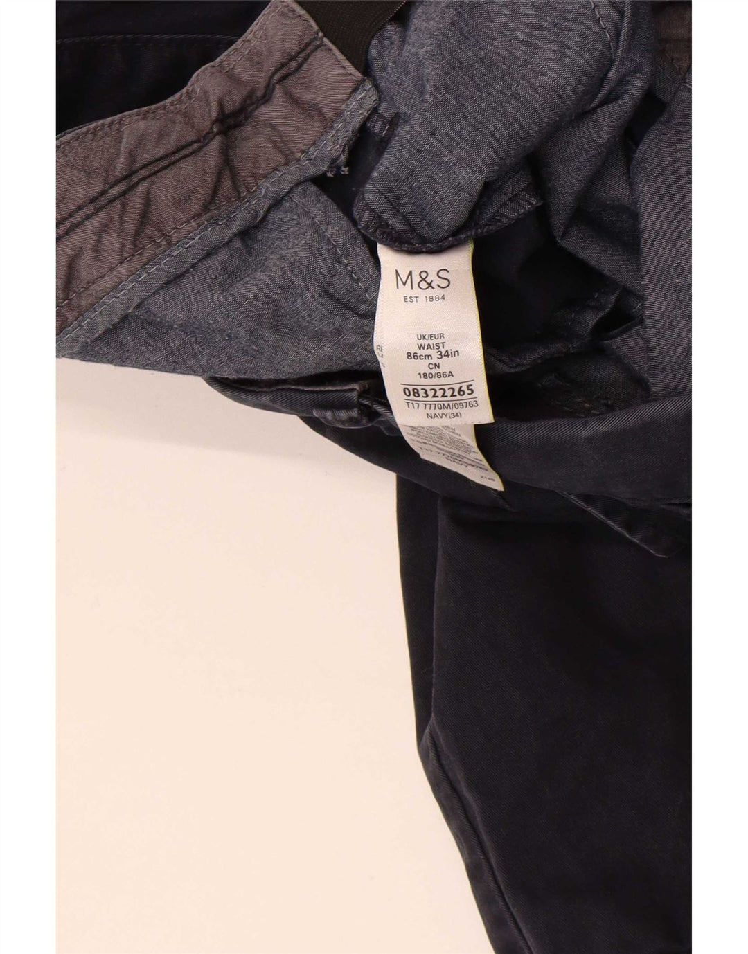 Marks & Spencer Herren-Chinoshorts W34, Größe L, Marineblau, Baumwolle