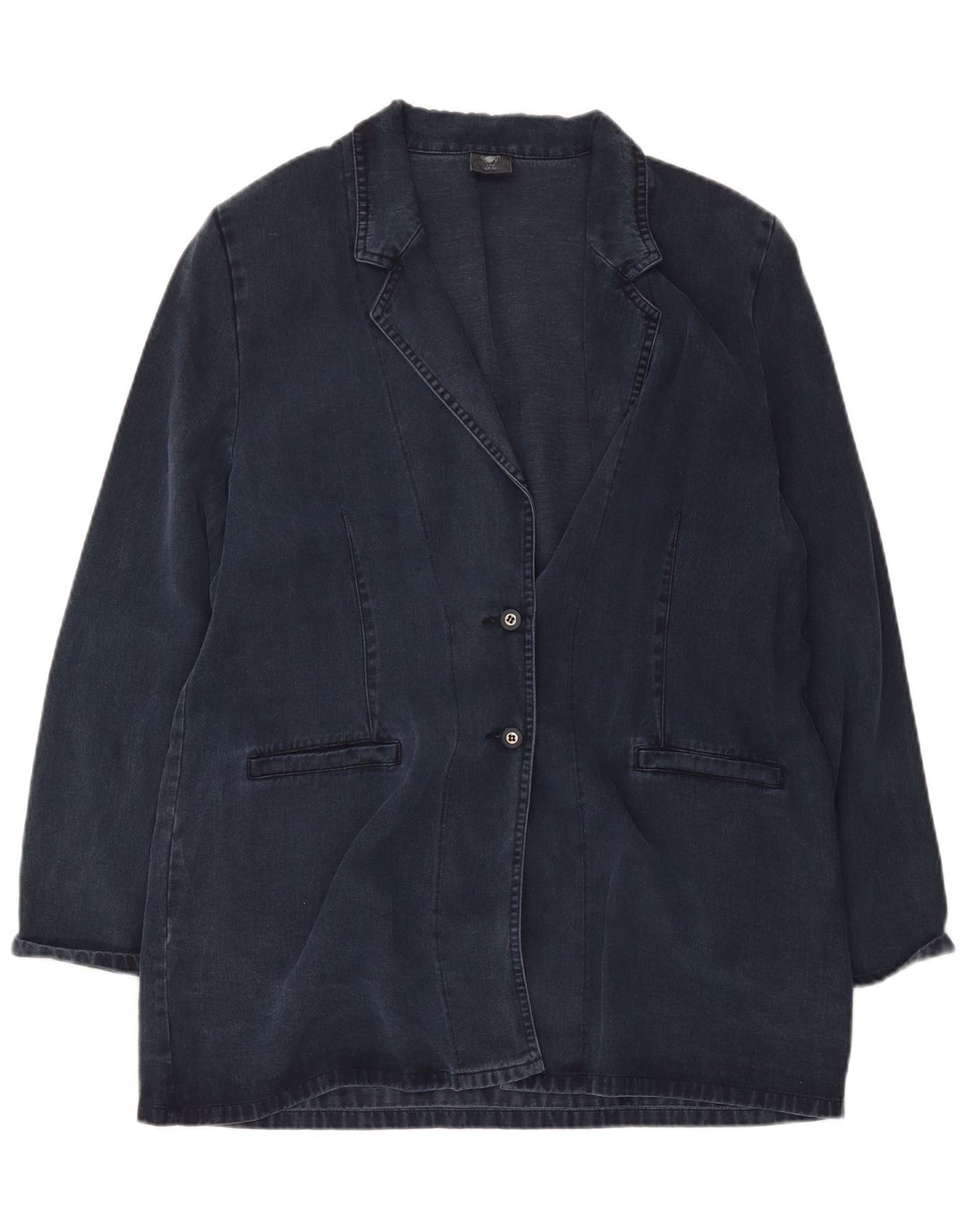 Vintage Damen 2 Knopf Longline Blazer Jacke UK 20 2XL Marineblau Lyocell